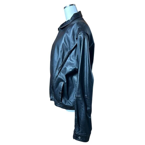 Wilsons Mens Black Leather Bomber Biker Jacket Insulated Zip Out lining Size 48 - Picture 4 of 10